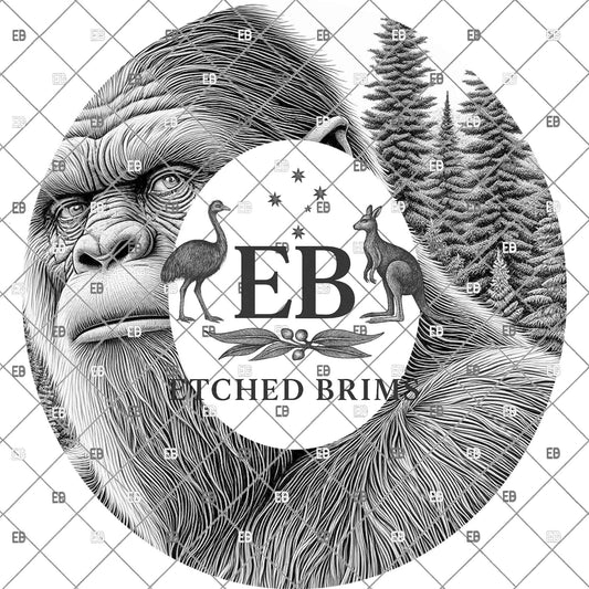 Bigfoot Brim Template PNG | Sasquatch Hat Engraving Design | Hunting Hat Burning File | Laser Engraving Download, EB1218