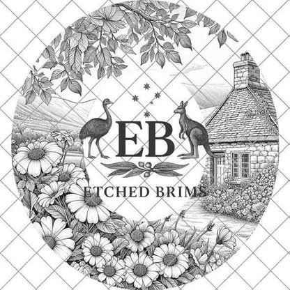 Cottage 7 Laser Hat Burning Design, Digital Download PNG, Hat Burning Template, Hat Laser Engraving Design, Wide Brim Hat Laser File, EB24