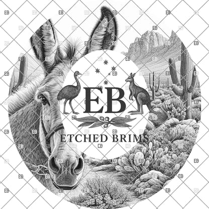 Mule Western Desert Hat Engraving Template | Wide Brim Hat Burning Pattern, Cowboy Hat Laser Design, EB1197