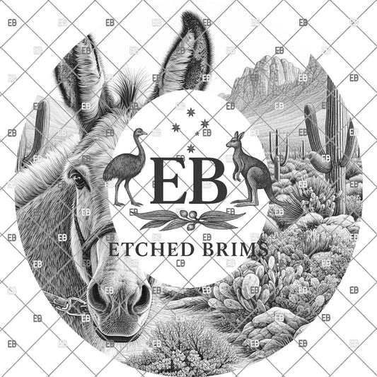 Mule Western Desert Hat Engraving Template | Wide Brim Hat Burning Pattern, Cowboy Hat Laser Design, EB1197