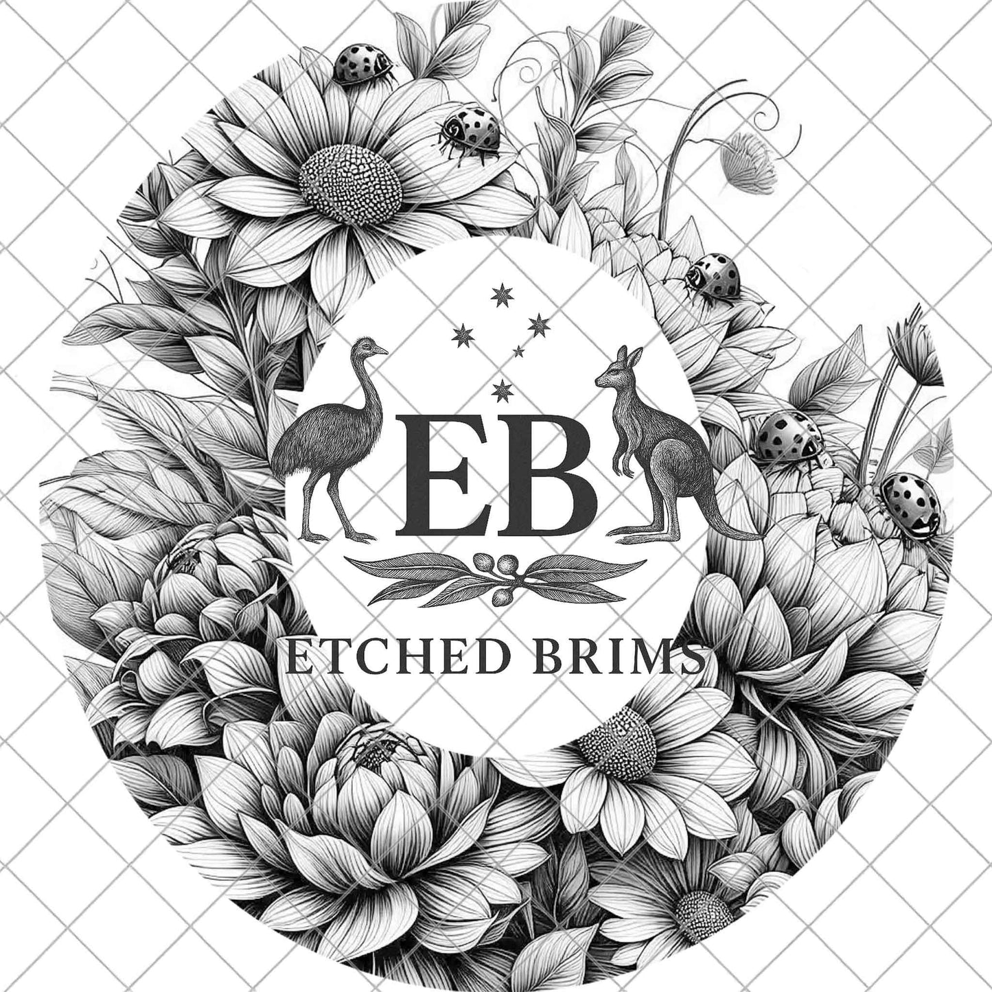 Ladybird Hat Burning Design, Garden Flowers, Wide Brim Laser Design, Digital Download PNG, EB1004