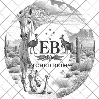 Hat Burning Design, Desert Horse 1, Digital Download PNG, Hat Stencil, Hat Burning Template, Hat Laser Engraving Design, Hat File, EB347