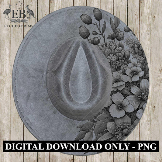Flowers Native Half Hat Burning Design, Hat Engraving Template, Laser Hat Design, Wide Brim Hat, Stencil for Hat Burning SVG & PNG, EB601