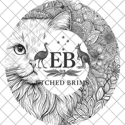 Boho Cat Mandala, Laser Hat Burning Design, Digital Download PNG, Hat Burning Template, Hat Laser Engraving Design, Wide Brim Hat File EB09