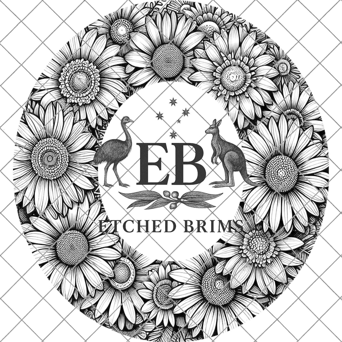 Daisy Daisies Flowers 1, Hat Burning Design, Digital Download PDF & PDF Hand Burning, Wide Brim Hat, Printable Hat Template, EB612