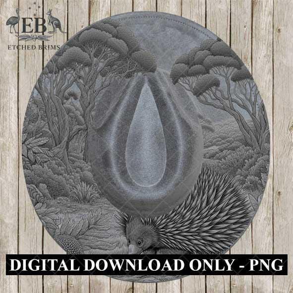 Hat Burning Design, Australian Native Echidna, Wide Brim Hat Design, Hat Burning Template, Hat Burning Stencil, Laser File, PNG File, EB479