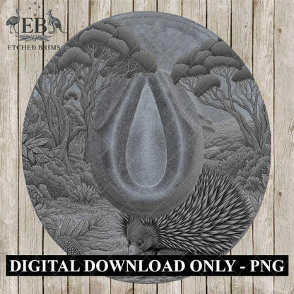 Hat Burning Design, Australian Native Echidna, Wide Brim Hat Design, Hat Burning Template, Hat Burning Stencil, Laser File, PNG File, EB479