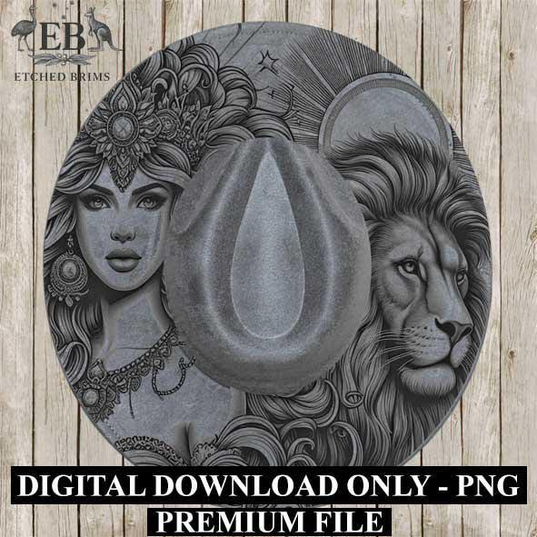 Leo Zodiac Hat Design PNG, Laser Engraving File, Western Boho Digital Download, Hat Engraving Design, Western Hat File, EB307
