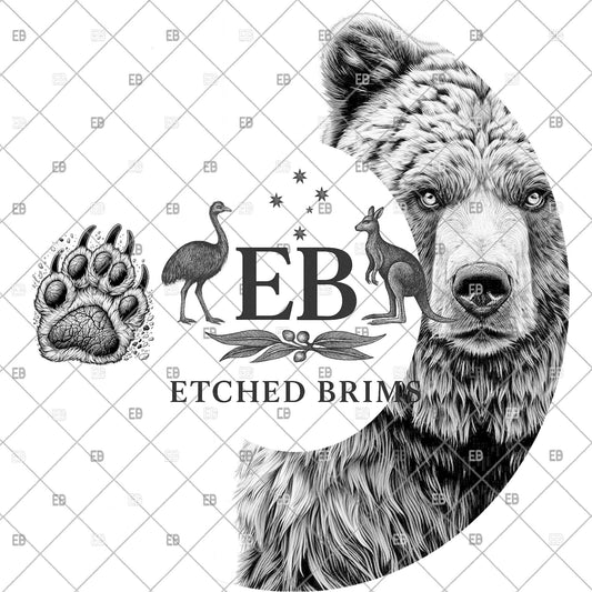 Grizzly Bear & Claw, Hat Burning Design, Wide Brim Hat Template, Hat Laser Engraving Design, Digital Download PNG, EB1234