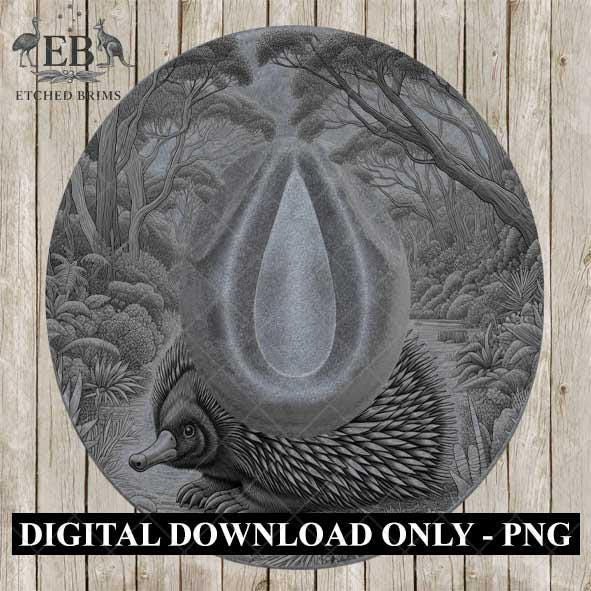 Hat Burning Design, Australian Native Echidna, Wide Brim Hat Design, Hat Burning Template, Hat Burning Stencil, Laser File, PNG File, EB478