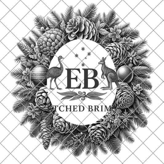 Christmas Wreath & Pinecones, Hat Burning Design, Festive Digital Download, Hat Burning Template, Wide Brim Hat Design, Hat Stencil, EB673