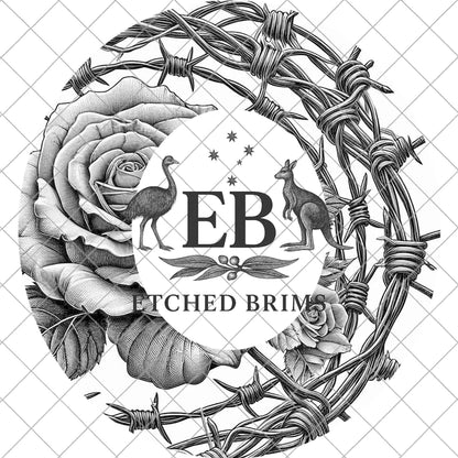 Barb Wire Rose, Hat Laser Engraving Design, Western Hat Burning Template (Digital Download PNG), EB1101
