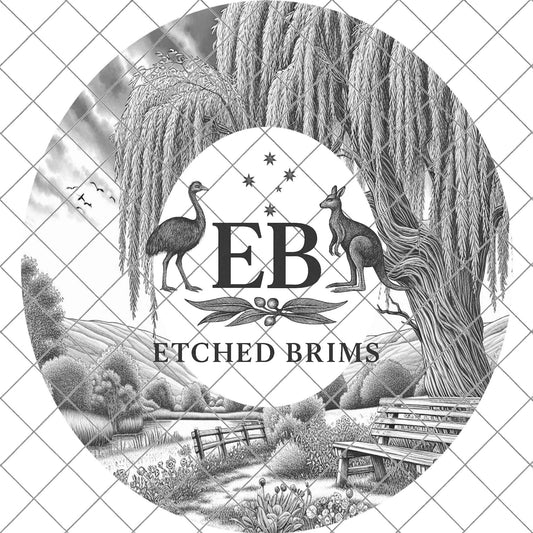 Weeping Willow Countryside, Hat Burning Design, Hand Burning Stencil, PDF & PNG, Hat Burning Template, Laser Engraving Design, EB731