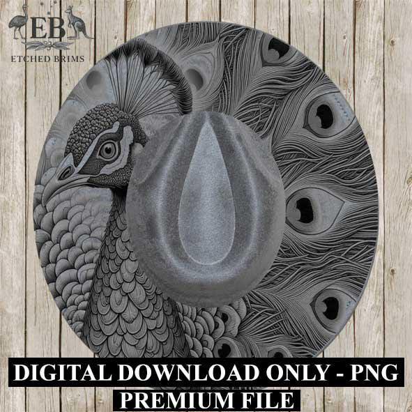 Peacock 6 Hat File, Hat Burning Design, Digital Download PNG, Hat Burning Template, Hat Laser Engraving Design, Bird Design, Hat File EB338