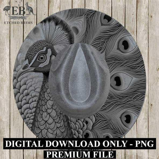 Peacock 6 Hat File, Hat Burning Design, Digital Download PNG, Hat Burning Template, Hat Laser Engraving Design, Bird Design, Hat File EB338
