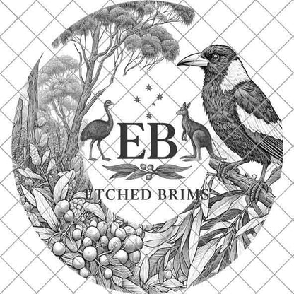 Hat Burning Design, Australian Magpie Bird 2, Australian Native Flowers, Hat Burning Template, Hat Burning Stencil, PDF & PNG File, EB434