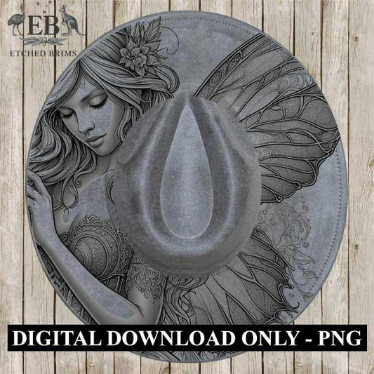 Fairy 13 Laser Hat Burning Design, Digital Download PNG, Hat Burning Template, Hat Laser Engraving Design, Wide Brim Hat Laser File EB133