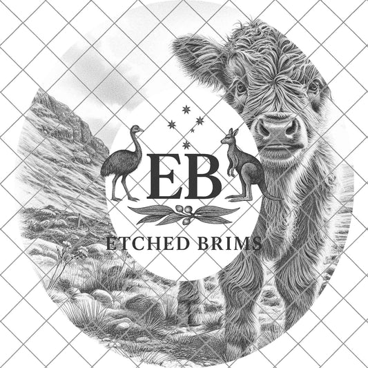 Scottish Highland Cow, Wide Brim Hat Template, Burned Hat PNG, Pyrography Hat Design, Hat Burning Design, EB808