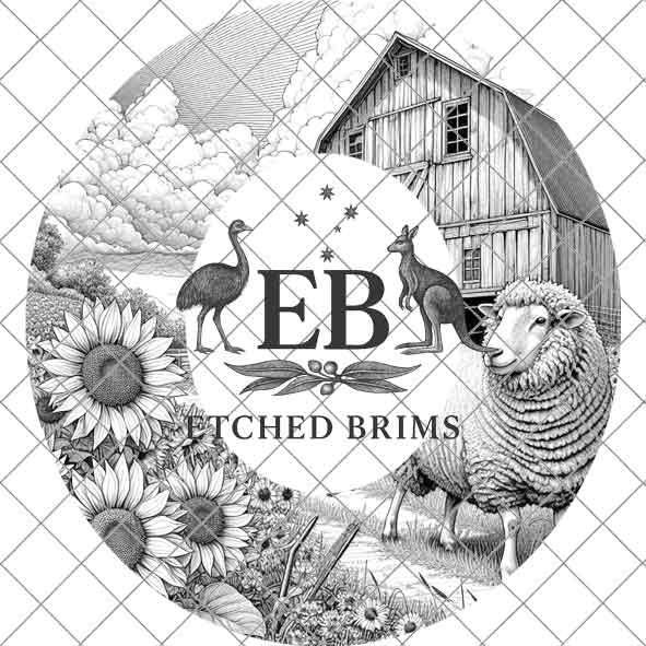 Sheep & Sunflowers 5, Hat Burning Template, Hat Burning Stencil, Hat Laser Engraving Design, Wide Brim Hat, Printable Hat Template, EB577