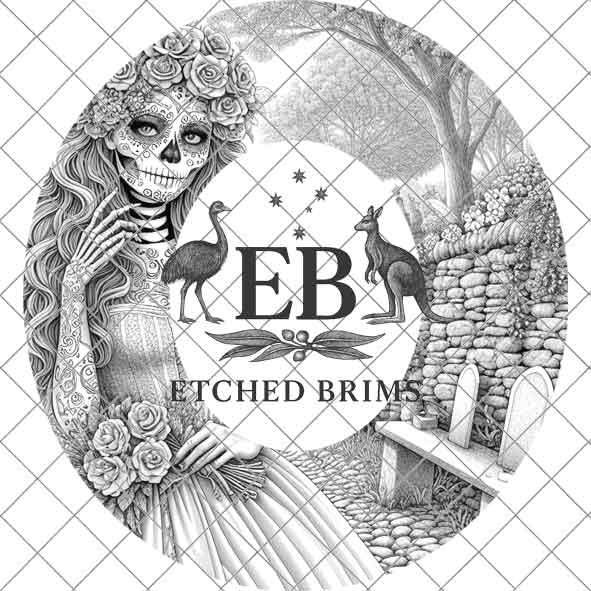 Sugar Skull Hat Premium Engraving Design, Laser Brim Template, Day of the Dead, Western Hat File, Cowgirl Brim Design, Digital Download EB63