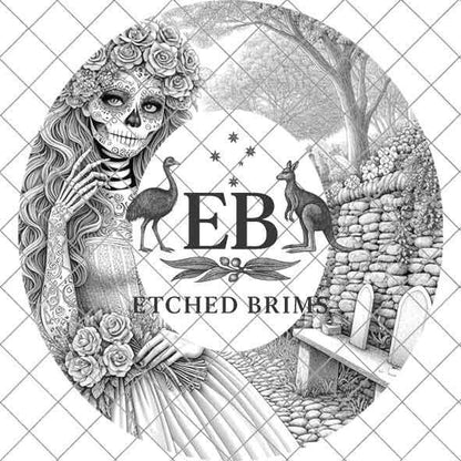 Sugar Skull Hat Premium Engraving Design, Laser Brim Template, Day of the Dead, Western Hat File, Cowgirl Brim Design, Digital Download EB63