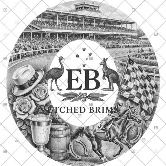 Hat Engraving Template Kentucky Derby | Horse Brim Engraving File | Western Hat Burning Design | Laser Engraving PNG, EB1238