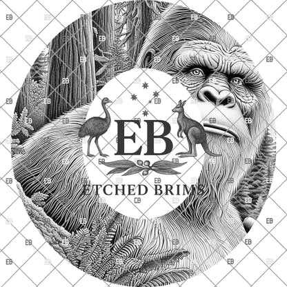 Bigfoot Brim Template PNG | Sasquatch Forest Hat Engraving Design | Hunting Burning File | Laser Engraving Download, EB1219