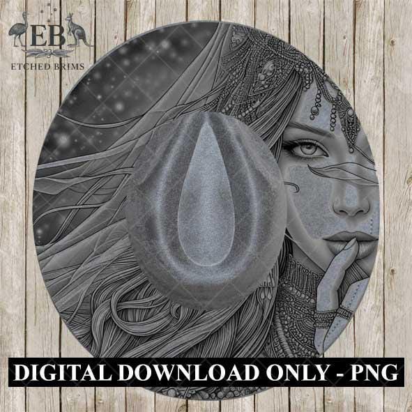 Mysterious Girl 1 Hat File, Hat Burning Design, Digital Download PNG, Hat Burning Template, Hat Laser Engraving Design, Hat File EB451