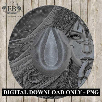 Mysterious Girl 1 Hat File, Hat Burning Design, Digital Download PNG, Hat Burning Template, Hat Laser Engraving Design, Hat File EB451