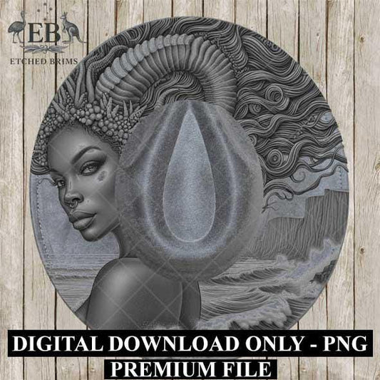 Capricorn Zodiac Hat Design PNG, Laser Engraving File, Western Boho Digital Download, Hat Engraving Design, Western Hat File, EB546