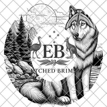 Wolf Laser Hat Burning Design, Digital Download PNG, Hat Burning Template, Hat Laser Engraving Design, Wide Brim Hat Laser File EB04