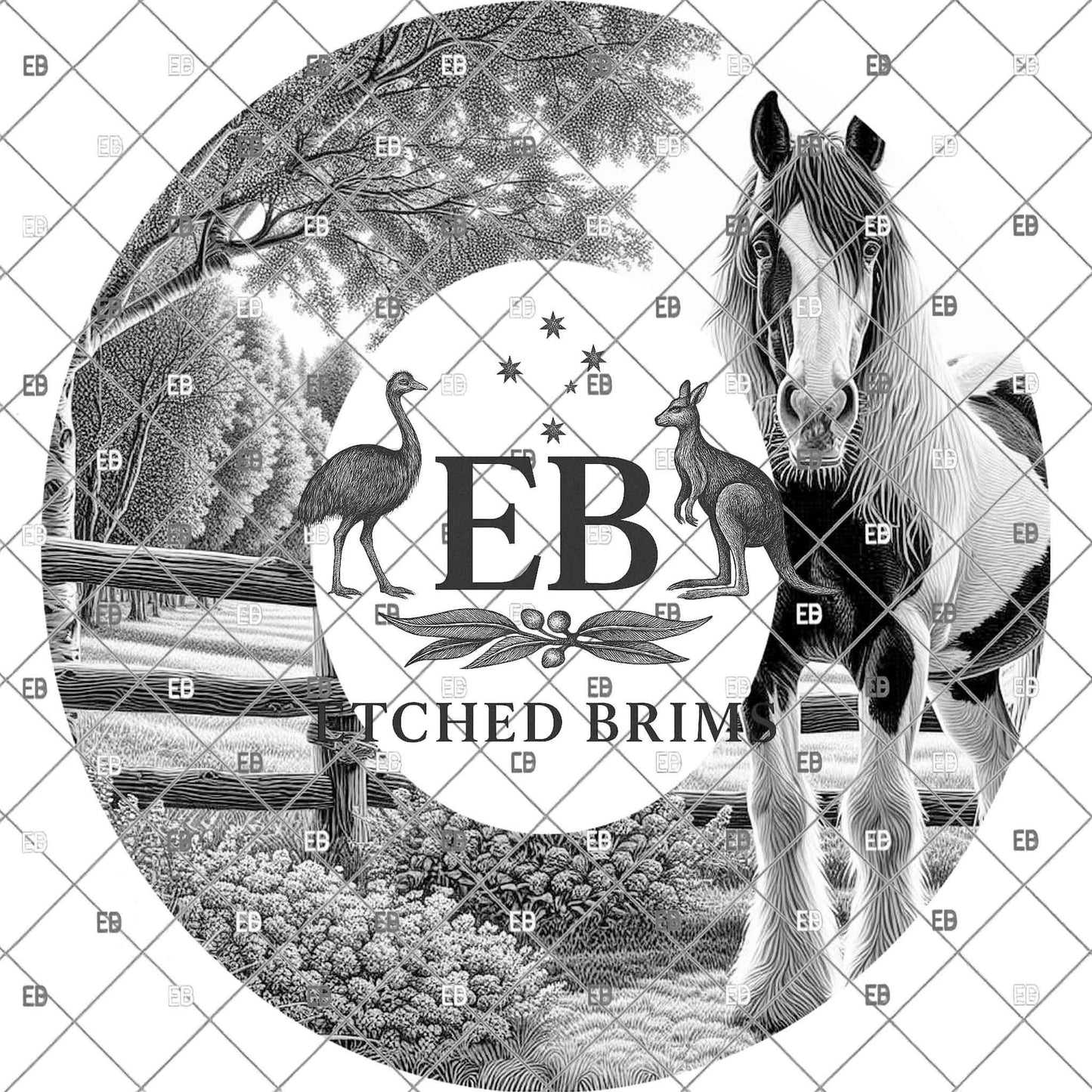 Pinto Horse, Hat Engraving Design, Western Hat Laser File, Barock Pinto Hat Burning Template, Wide Brim Hat Stencil, EB1204