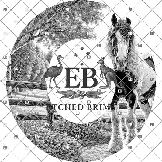 Pinto Horse, Hat Engraving Design, Western Hat Laser File, Barock Pinto Hat Burning Template, Wide Brim Hat Stencil, EB1204