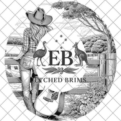 Cowgirl #10, Laser Hat Burning Design, Digital Download PNG, Hat Burning Template, Hat Laser Engraving Design, Wide Brim Hat File EB75