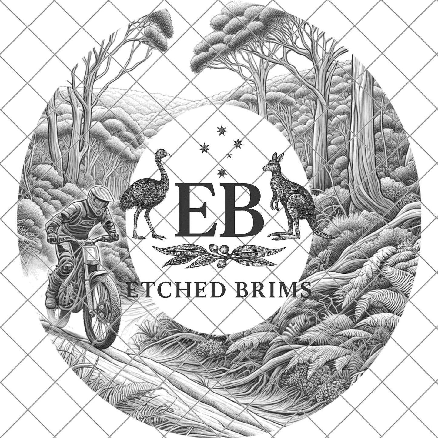 Dirt Bike Rider in the Bush 7, Hat Burning Design, Digital Download PDF & PDF Hand Burning, Wide Brim Hat, Printable Hat Stencil, EB618
