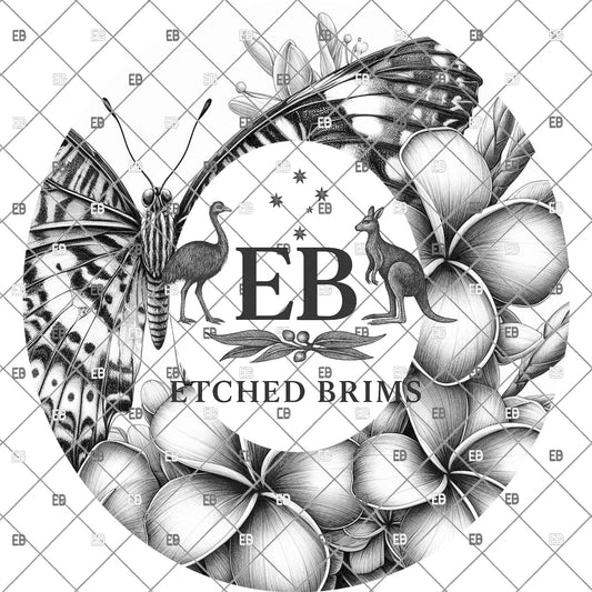Frangipani Butterfly, Hat Engraving Design, Digital Download PNG, Hat Burning Template, Hat Laser Engraving Stencil, EB1191