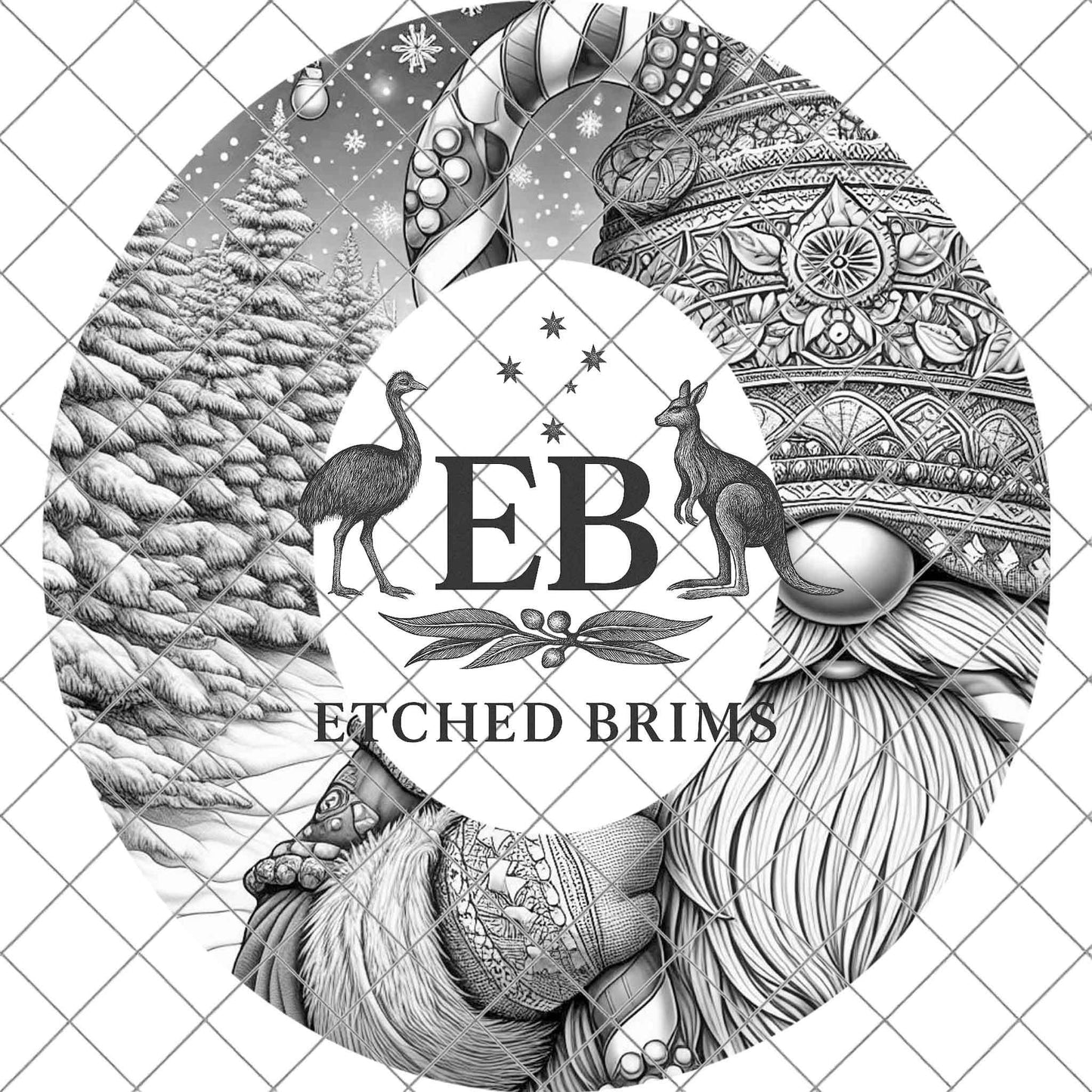 Christmas Gnome Hat Burning Design, Laser Engraving Template for Wide Brim Fedora Hats, EB705