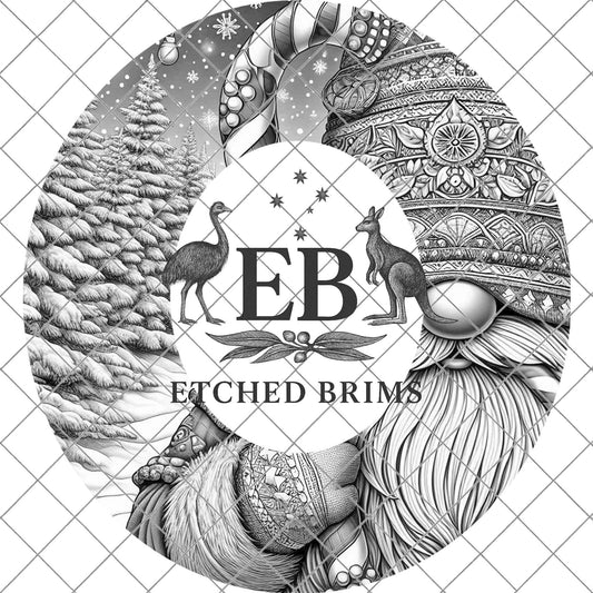 Christmas Gnome Hat Burning Design, Laser Engraving Template for Wide Brim Fedora Hats, EB705
