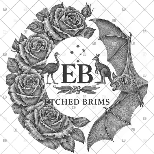Bat & Roses Hat File, Laser Hat Burning Design, Digital Download PNG, Hat Burning Template, Hat Laser Engraving Design, Hat File EB1272