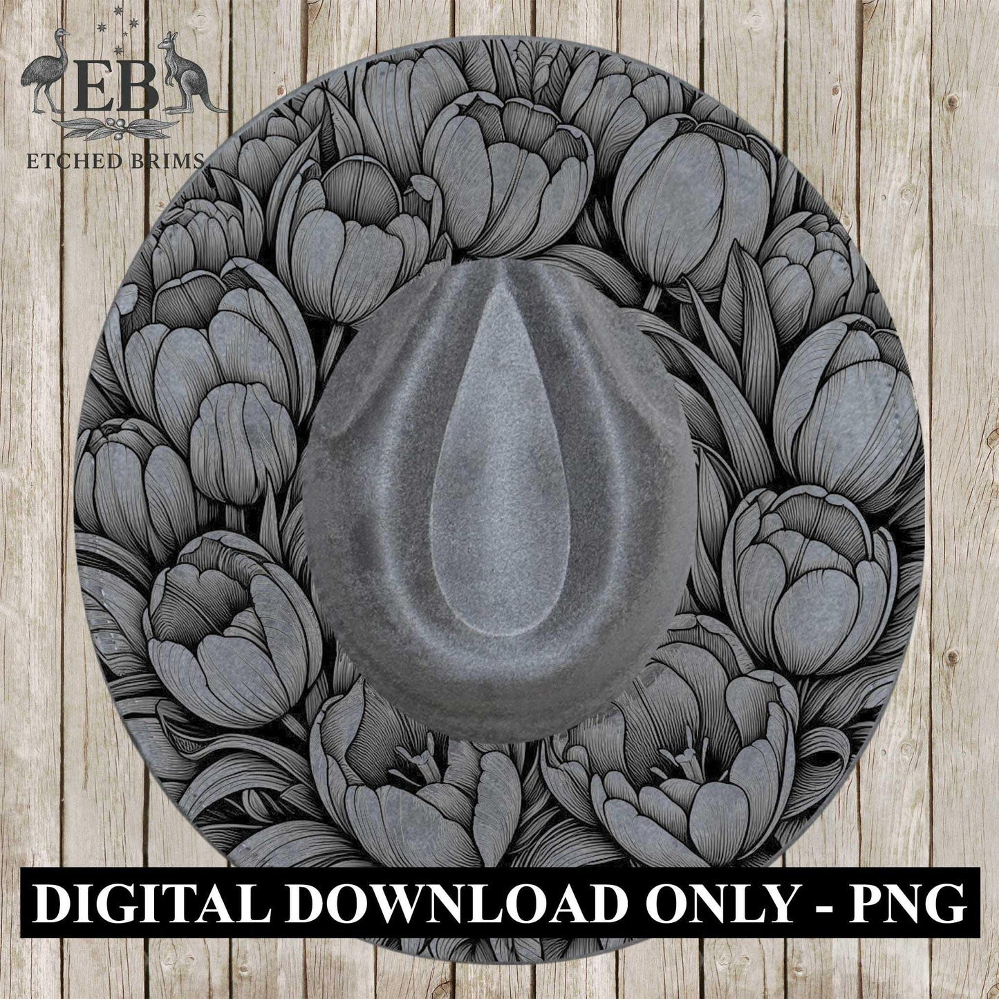 Tulip Flowers 2 Hat File, Laser Hat Burning Design, Digital Download PNG, Hat Burning Template, Hat Laser Engraving Design, Hat File EB638