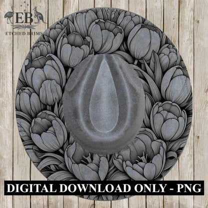 Tulip Flowers 2 Hat File, Laser Hat Burning Design, Digital Download PNG, Hat Burning Template, Hat Laser Engraving Design, Hat File EB638