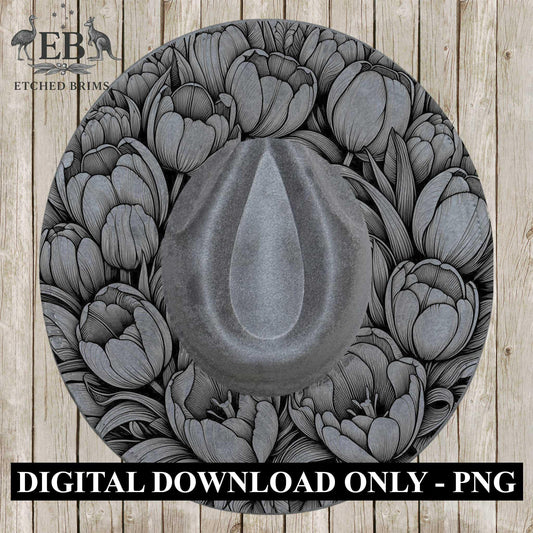 Tulip Flowers 2 Hat File, Laser Hat Burning Design, Digital Download PNG, Hat Burning Template, Hat Laser Engraving Design, Hat File EB638