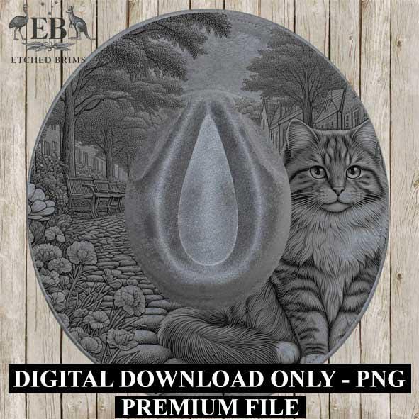 Cat Flowers 8, Laser Hat Burning Design, Digital Download PNG, Hat Burning Template Hat Laser Engraving Design Wide Brim Hat Laser File EB89