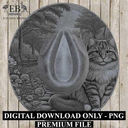 Cat Flowers 8, Laser Hat Burning Design, Digital Download PNG, Hat Burning Template Hat Laser Engraving Design Wide Brim Hat Laser File EB89