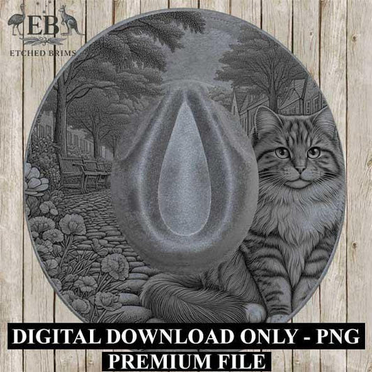 Cat Flowers 8, Laser Hat Burning Design, Digital Download PNG, Hat Burning Template Hat Laser Engraving Design Wide Brim Hat Laser File EB89
