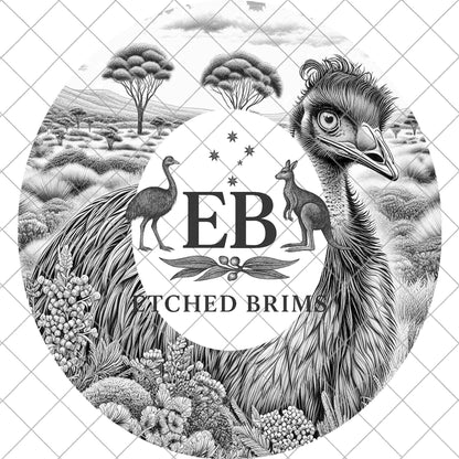 Emu 2 Australian Bird Wildlife Laser Hat Template, Australian Emu in Bush Landscape Engraving File, EB895