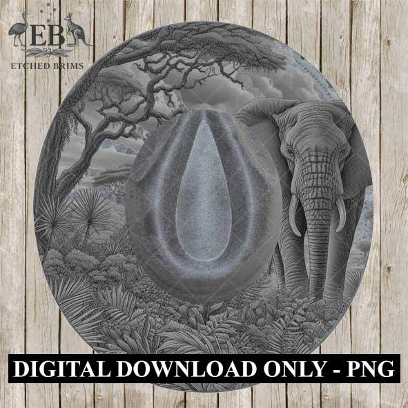 Elephant 2, Hat Burning Design, Digital Download PNG & PDF, Hat Burning Templates, Laser Engraving Design, Hat Burning Stencils, EB499