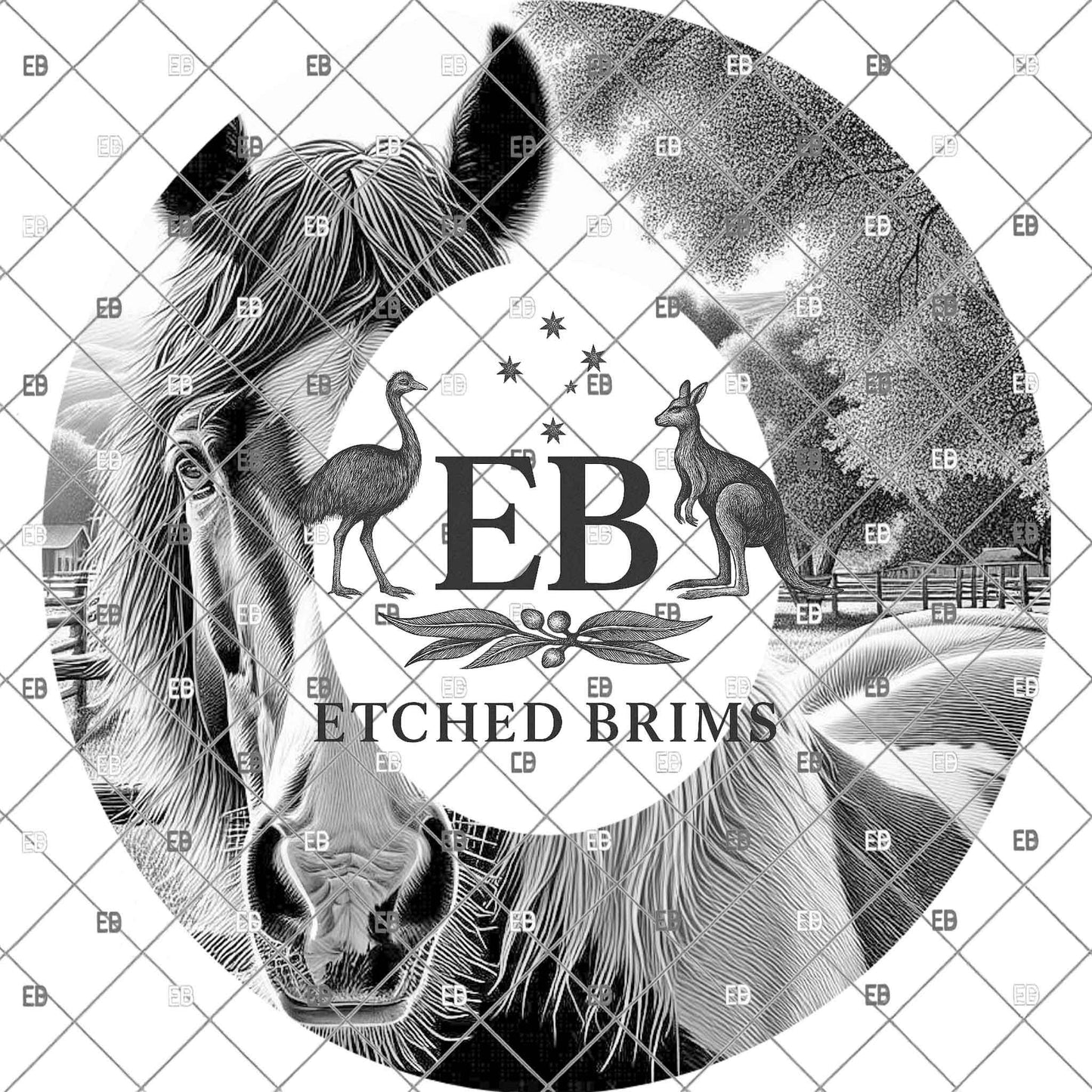 Pinto Horse, Hat Engraving Design, Digital Download PNG, Barock Pinto Hat Burning Template, Wide Brim Hat Stencil, EB1203