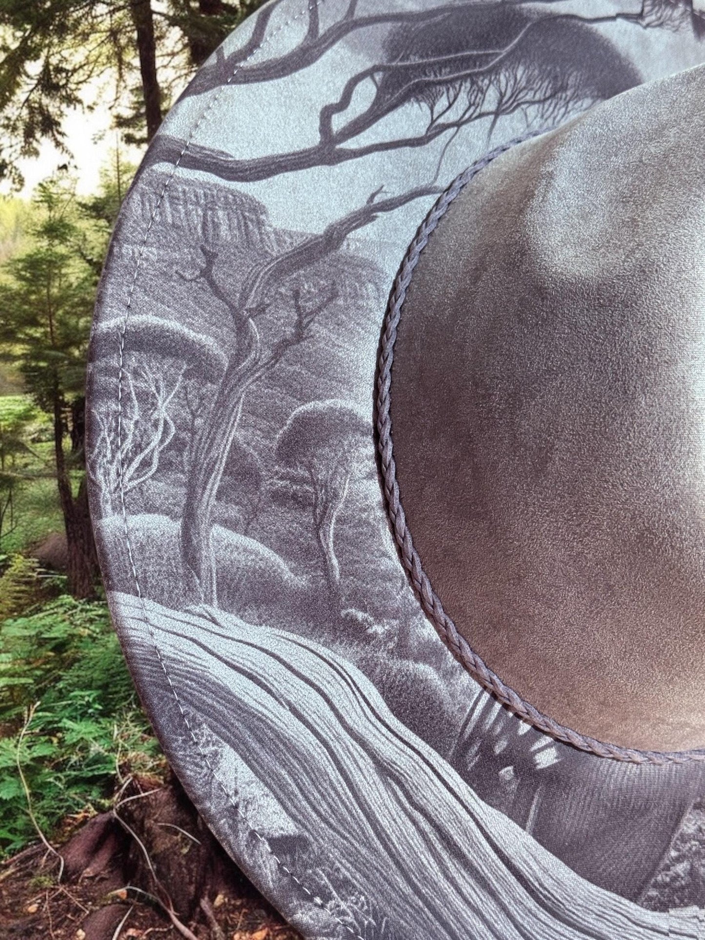 Watcher of the Woods - Owl Engraved Wide Brim Hat, Vegan Suede Fedora Hat, Laser Engraved, Cowboy Hat, Burned Fedora, Owl Design