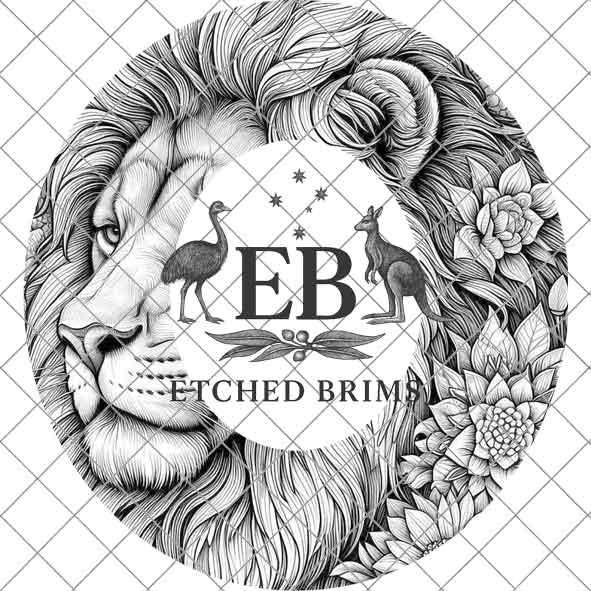 Regal Lion & Floral, Laser Hat Burning Design, Digital Download PNG, Hat Burning Template Hat Laser Engraving Design Wide Brim Hat File EB10